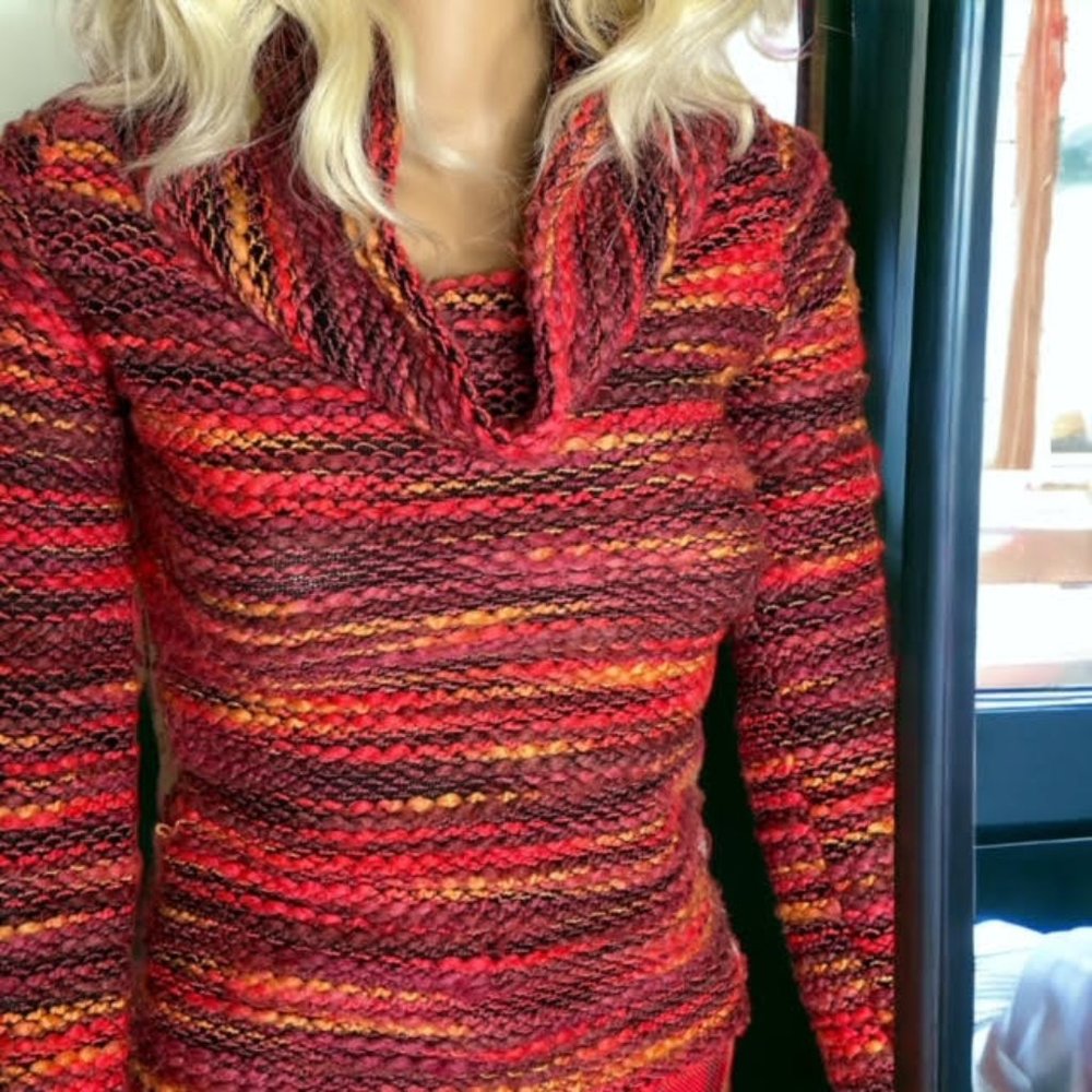 Vintage Sweater Designer Mariano del Sere Made in Italy Unique Red Orang…